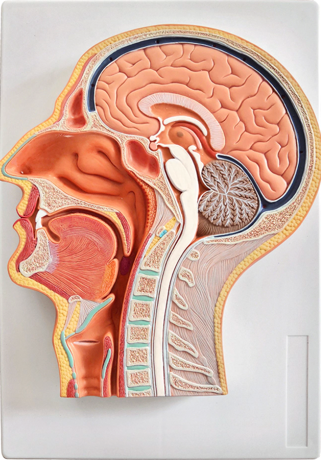 Anatomical model of a median section of the head